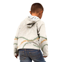 Aloha Lei Mikioi Kid Hoodie Beige Polynesian Tribal Tatau Pattern