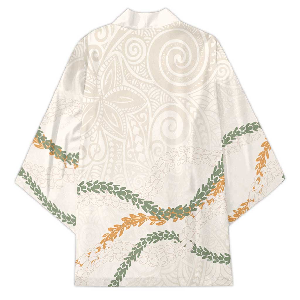 Aloha Lei Mikioi Kimono Beige Polynesian Tribal Tatau Pattern - Polynesian Pride