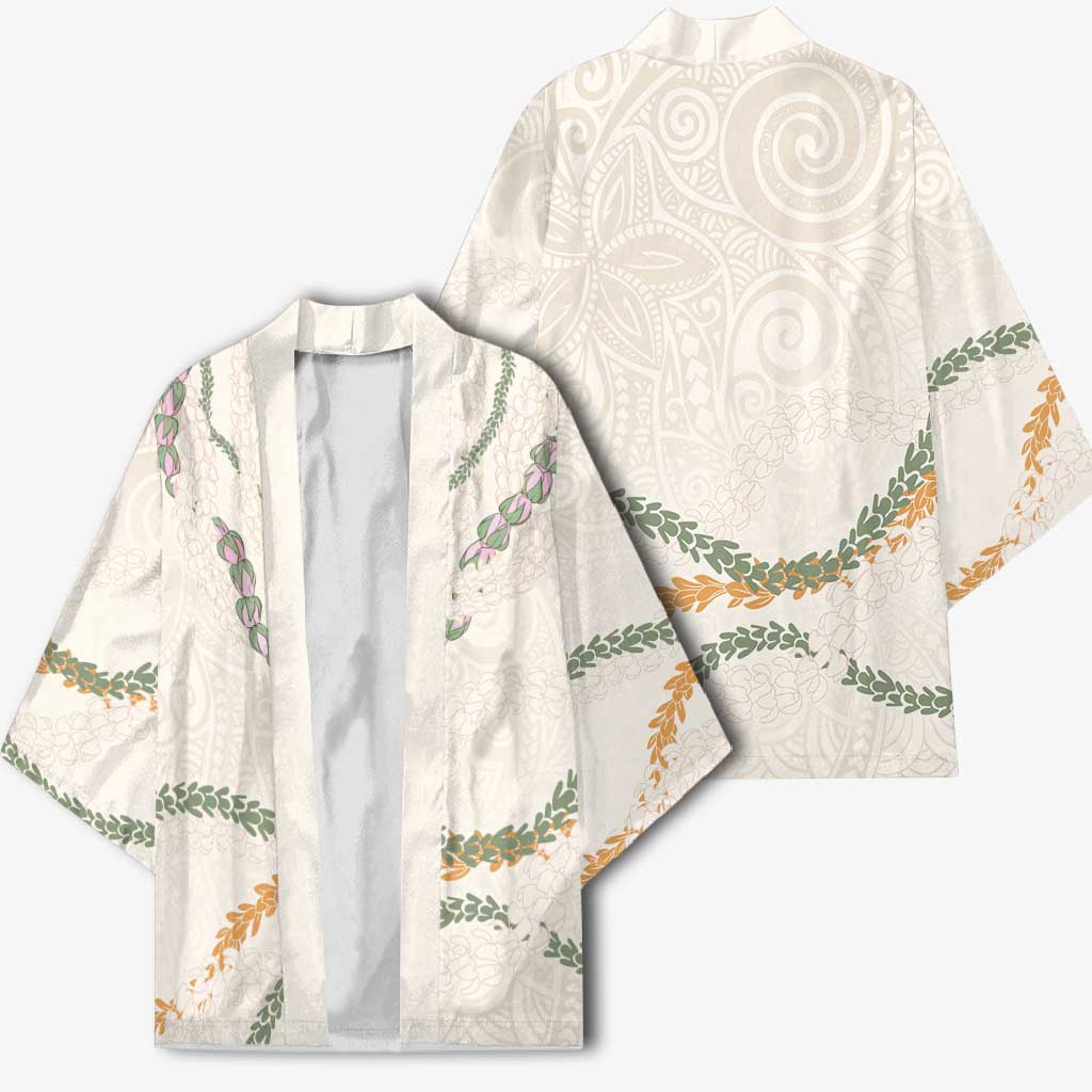 Aloha Lei Mikioi Kimono Beige Polynesian Tribal Tatau Pattern - Polynesian Pride