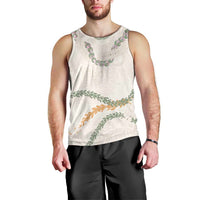 Aloha Lei Mikioi Men Tank Top Beige Polynesian Tribal Tatau Pattern