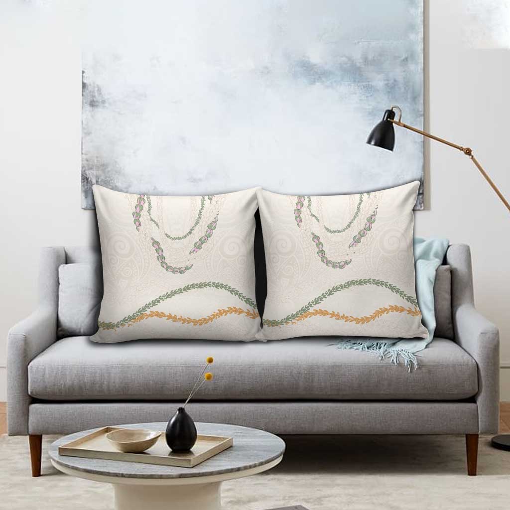 Aloha Lei Mikioi Pillow Cover Beige Polynesian Tribal Tatau Pattern - Polynesian Pride