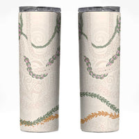 Aloha Lei Mikioi Skinny Tumbler Beige Polynesian Tribal Tatau Pattern LT9 Beige - Polynesian Pride