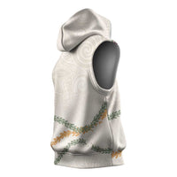 Aloha Lei Mikioi Sleeveless Hoodie Beige Polynesian Tribal Tatau Pattern - Polynesian Pride