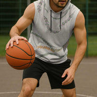 Aloha Lei Mikioi Sleeveless Hoodie Beige Polynesian Tribal Tatau Pattern - Polynesian Pride