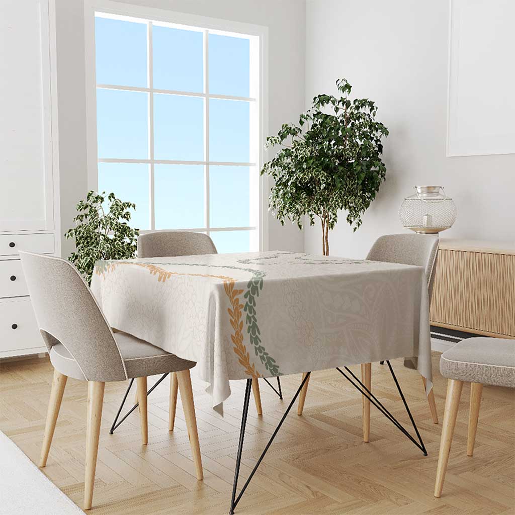 Aloha Lei Mikioi Tablecloth Beige Polynesian Tribal Tatau Pattern