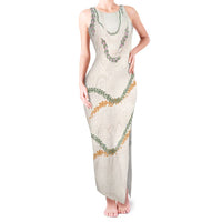 Aloha Lei Mikioi Tank Maxi Dress Beige Polynesian Tribal Tatau Pattern