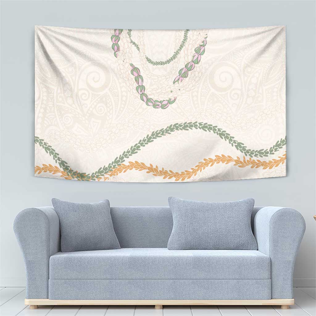 Aloha Lei Mikioi Tapestry Beige Polynesian Tribal Tatau Pattern