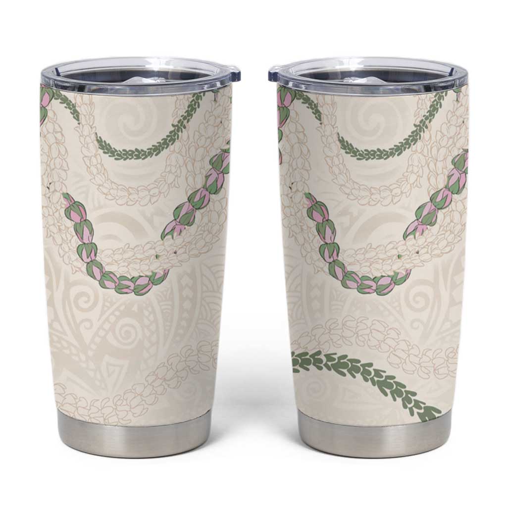 Aloha Lei Mikioi Tumbler Cup Beige Polynesian Tribal Tatau Pattern
