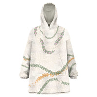 Aloha Lei Mikioi Wearable Blanket Hoodie Beige Polynesian Tribal Tatau Pattern