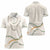 Aloha Lei Mikioi Women Polo Shirt Beige Polynesian Tribal Tatau Pattern