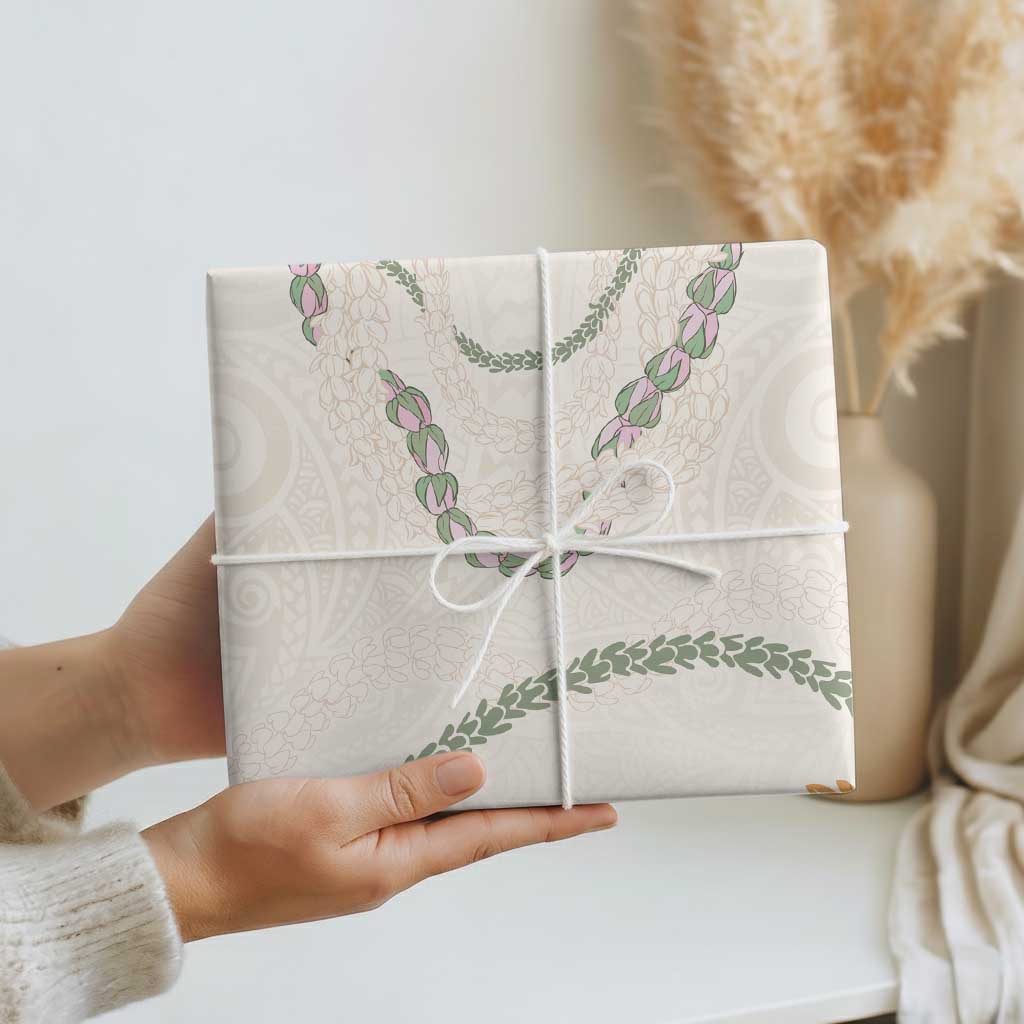 Aloha Lei Mikioi Wrapping Paper Beige Polynesian Tribal Tatau Pattern - Polynesian Pride