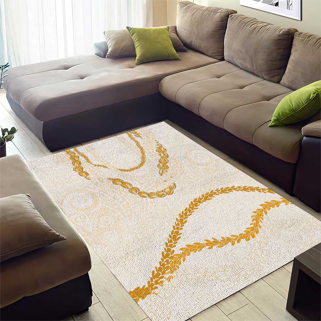 Aloha Lei Mikioi Area Rug Gold Polynesian Tribal Tatau Pattern