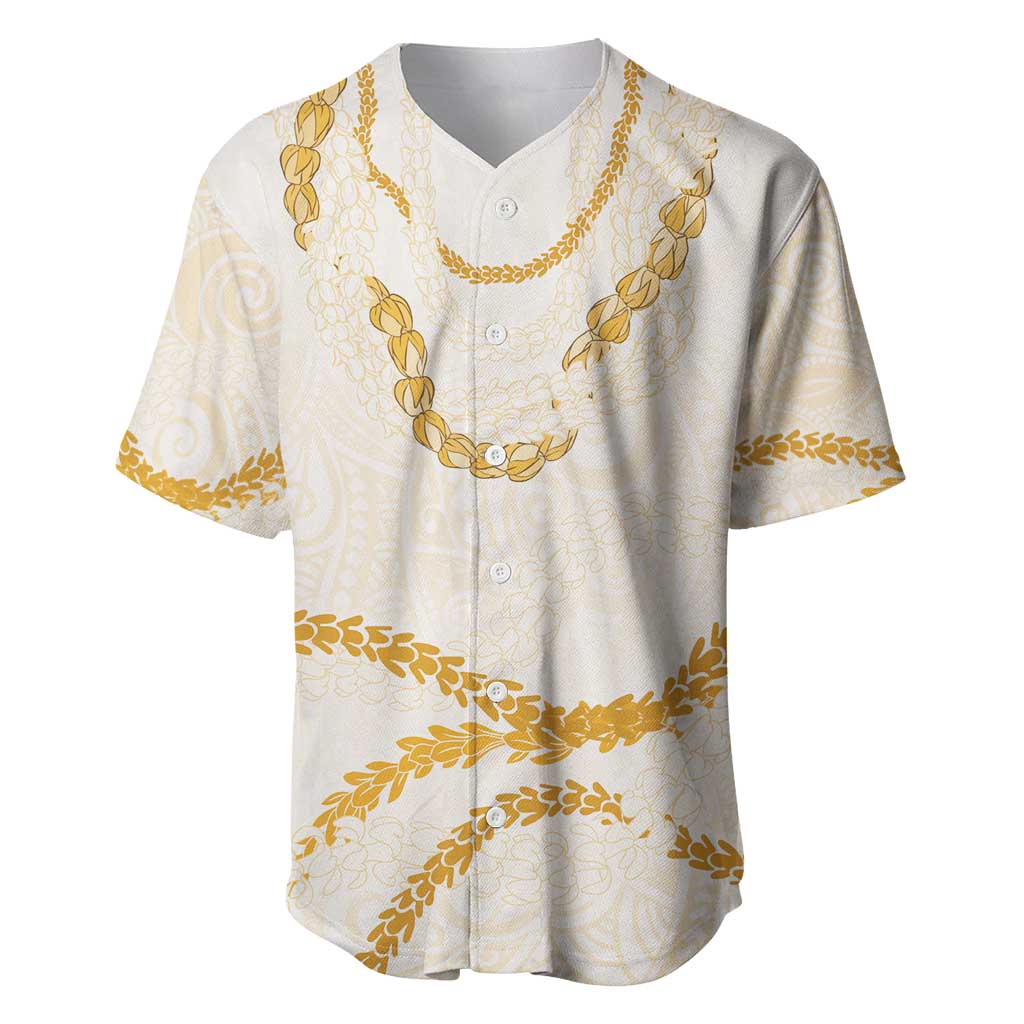 Aloha Lei Mikioi Baseball Jersey Gold Polynesian Tribal Tatau Pattern