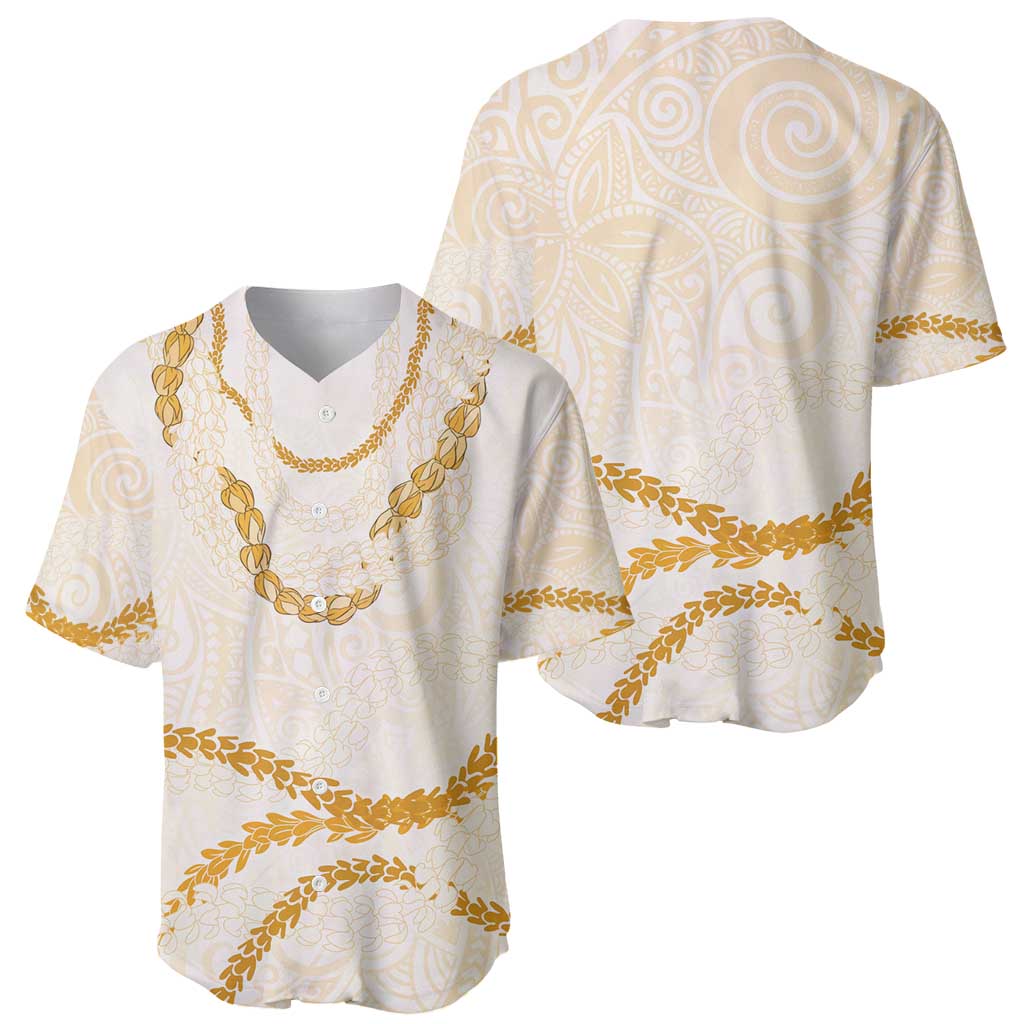 Aloha Lei Mikioi Baseball Jersey Gold Polynesian Tribal Tatau Pattern