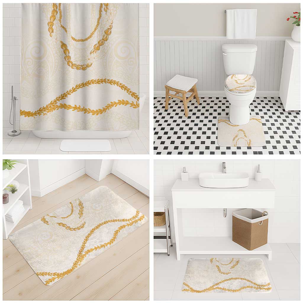 Aloha Lei Mikioi Bathroom Set Gold Polynesian Tribal Tatau Pattern - Polynesian Pride
