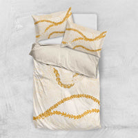 Aloha Lei Mikioi Bedding Set Gold Polynesian Tribal Tatau Pattern