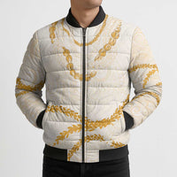 Aloha Lei Mikioi Bomber Puffer Jacket Gold Polynesian Tribal Tatau Pattern - Polynesian Pride