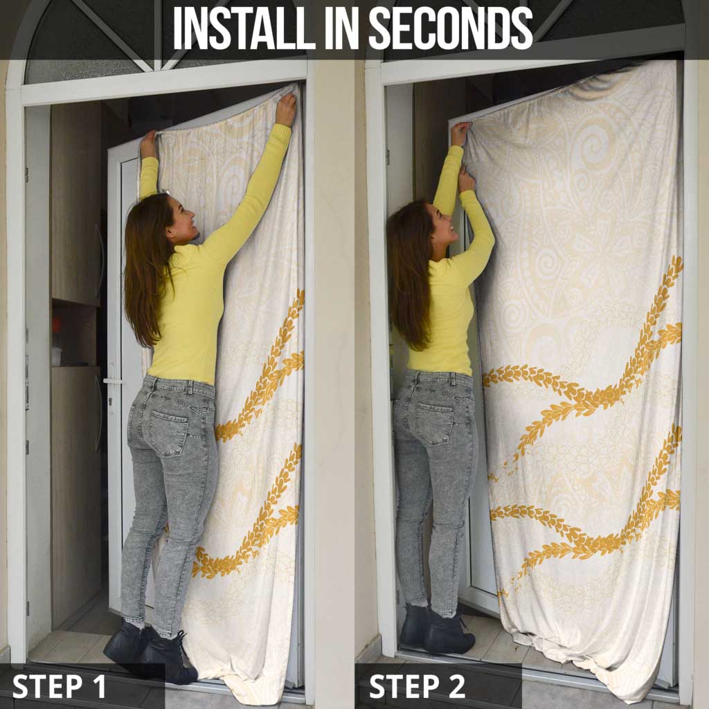 Aloha Lei Mikioi Door Cover Gold Polynesian Tribal Tatau Pattern - Polynesian Pride