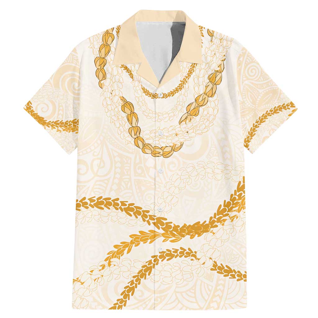 Aloha Lei Mikioi Family Matching Mermaid Dress and Hawaiian Shirt Gold Polynesian Tribal Tatau Pattern