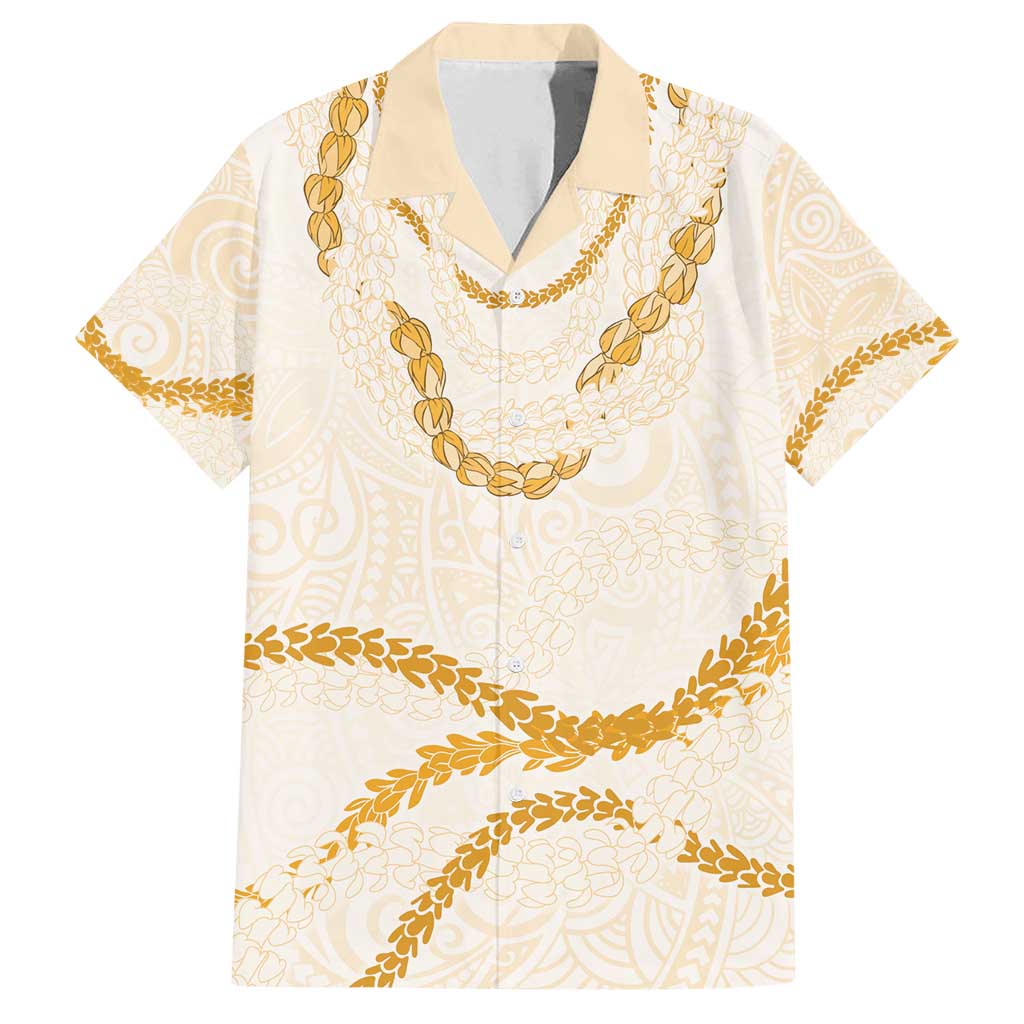 Aloha Lei Mikioi Family Matching Puletasi and Hawaiian Shirt Gold Polynesian Tribal Tatau Pattern LT9 Dad's Shirt - Short Sleeve Gold - Polynesian Pride