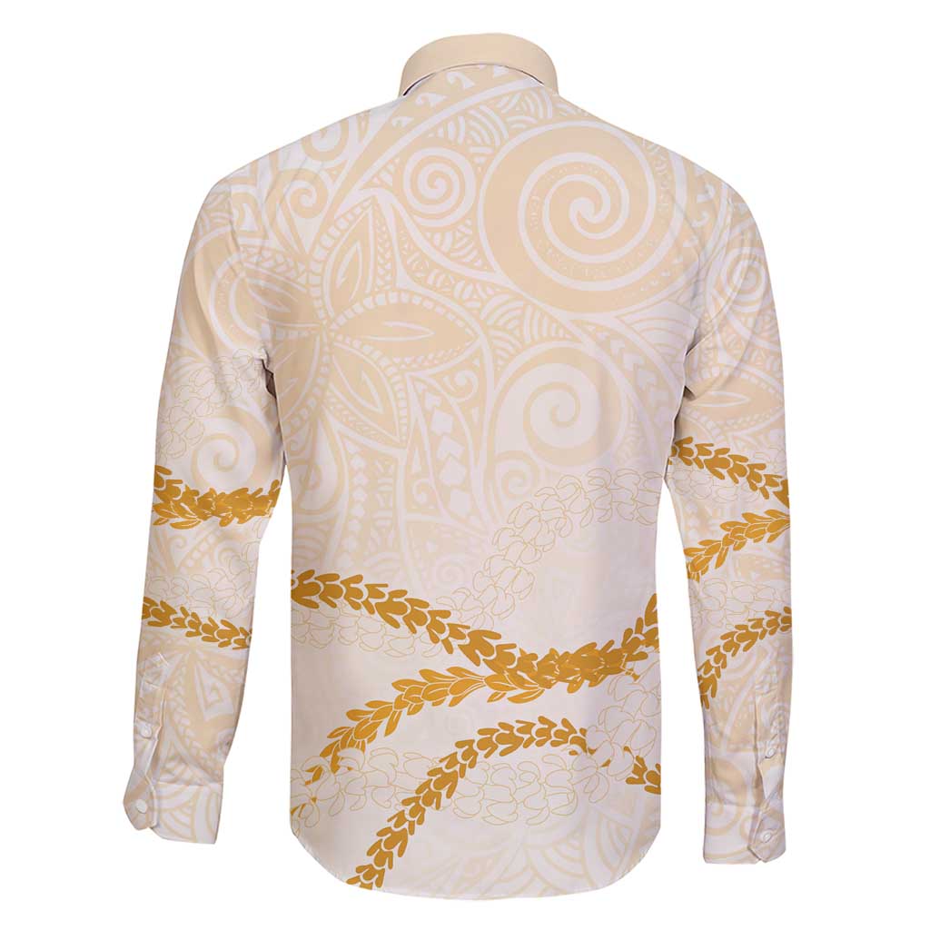 Aloha Lei Mikioi Family Matching Short Sleeve Bodycon Dress and Hawaiian Shirt Gold Polynesian Tribal Tatau Pattern