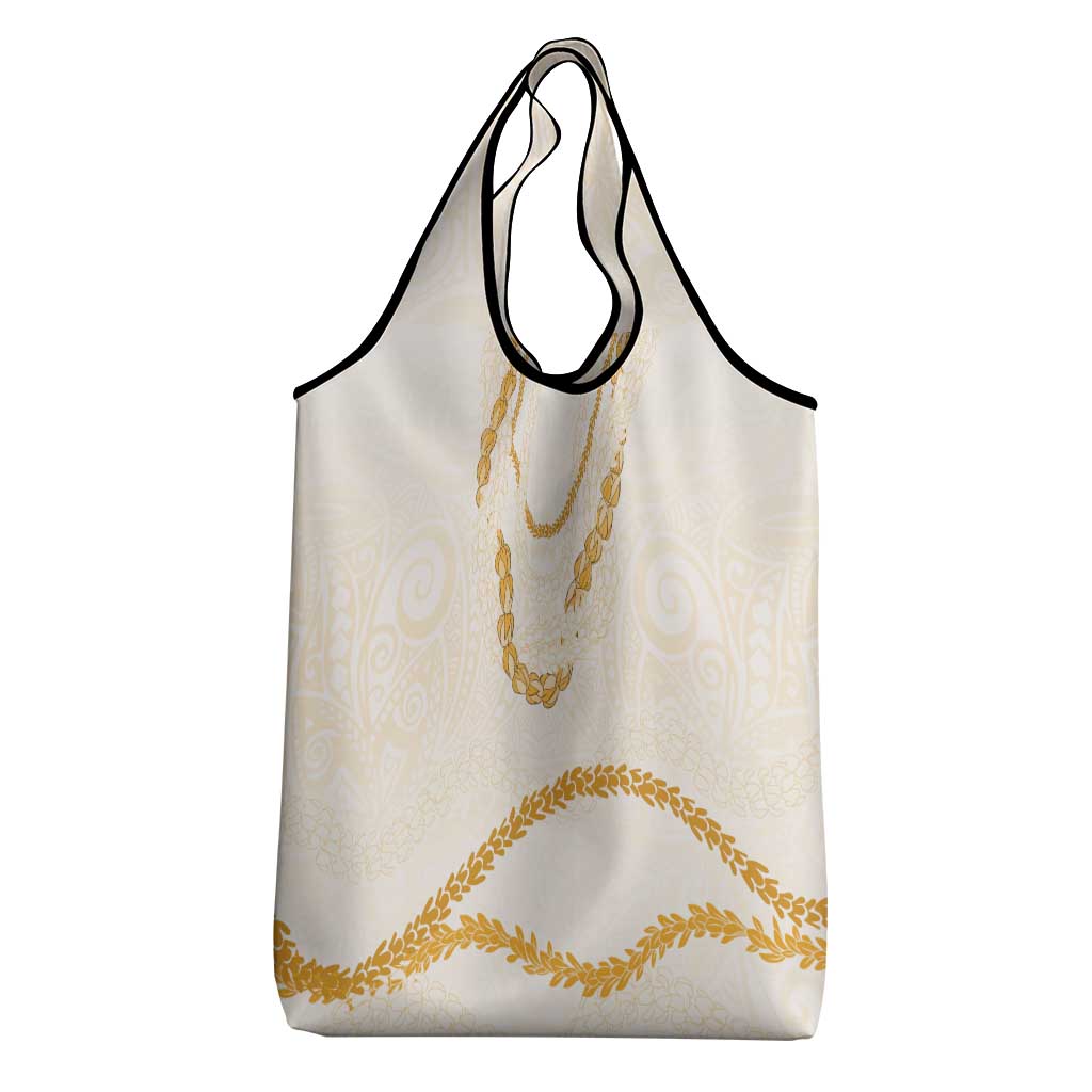 Aloha Lei Mikioi Grocery Bag Gold Polynesian Tribal Tatau Pattern