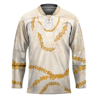 Aloha Lei Mikioi Hockey Jersey Gold Polynesian Tribal Tatau Pattern - Polynesian Pride