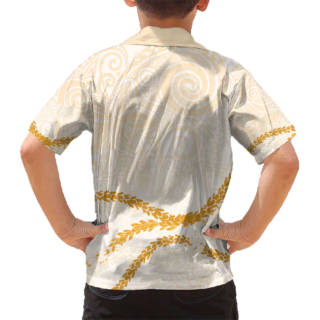 Aloha Lei Mikioi Kid Hawaiian Shirt Gold Polynesian Tribal Tatau Pattern LT9 - Polynesian Pride