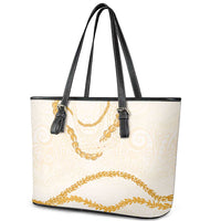 Aloha Lei Mikioi Leather Tote Bag Gold Polynesian Tribal Tatau Pattern