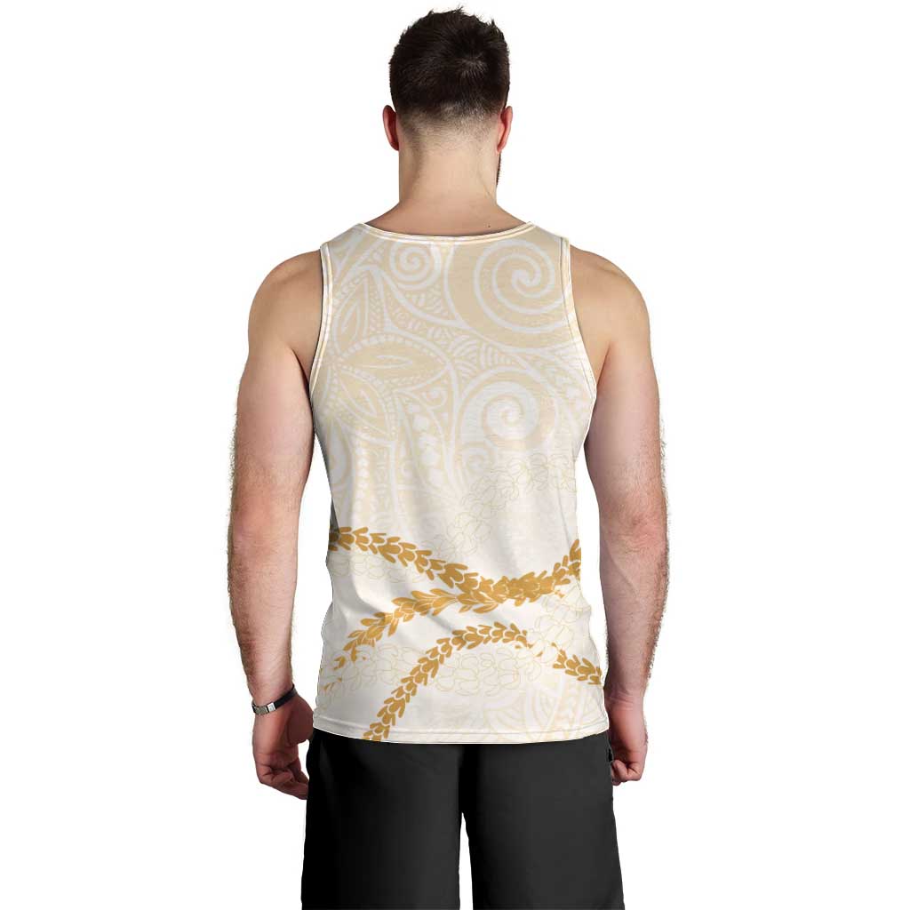 Aloha Lei Mikioi Men Tank Top Gold Polynesian Tribal Tatau Pattern