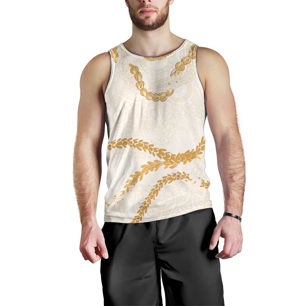 Aloha Lei Mikioi Men Tank Top Gold Polynesian Tribal Tatau Pattern