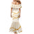 Aloha Lei Mikioi Mermaid Dress Gold Polynesian Tribal Tatau Pattern