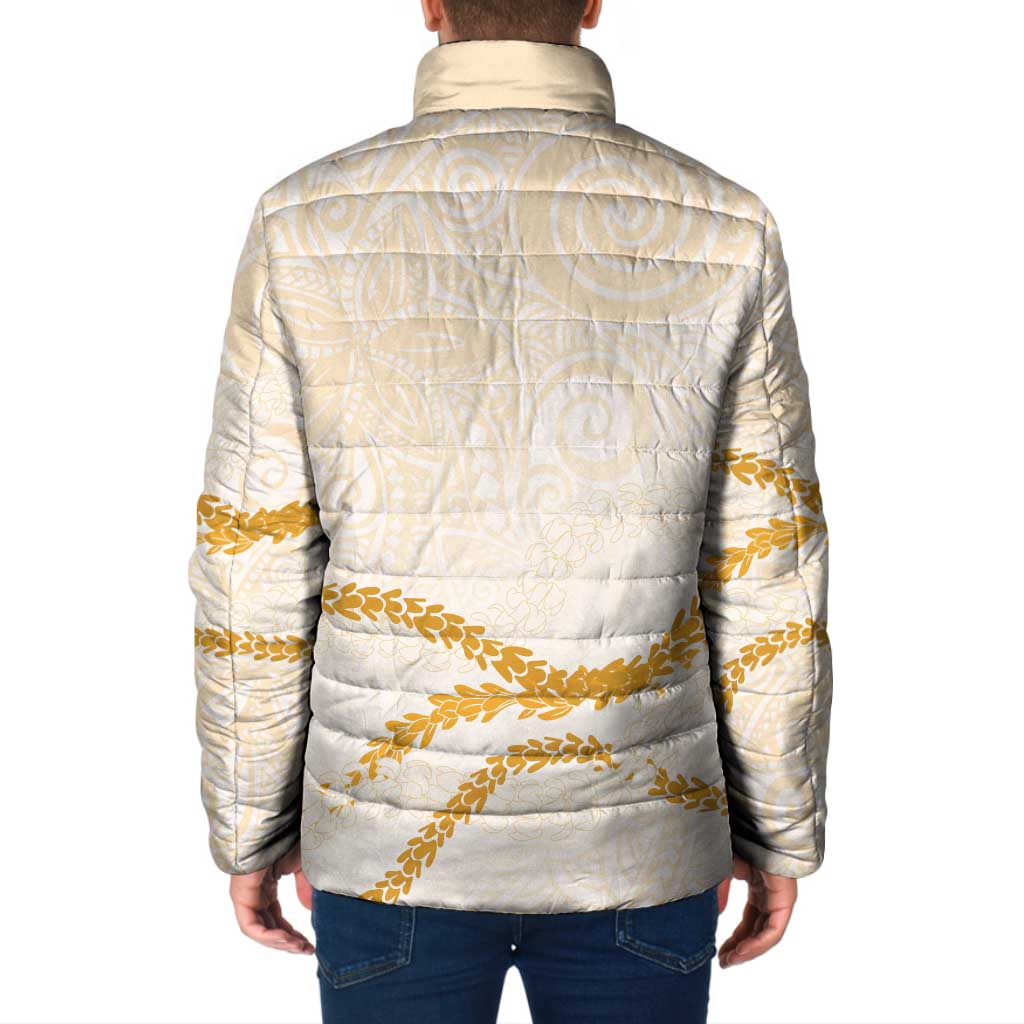 Aloha Lei Mikioi Padded Jacket Gold Polynesian Tribal Tatau Pattern - Polynesian Pride