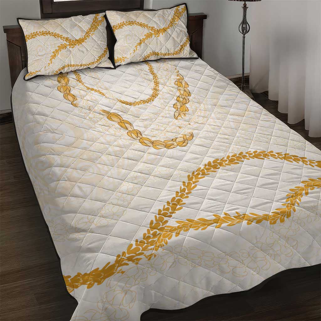 Aloha Lei Mikioi Quilt Bed Set Gold Polynesian Tribal Tatau Pattern