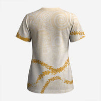 Aloha Lei Mikioi Scrub Top Gold Polynesian Tribal Tatau Pattern - Polynesian Pride