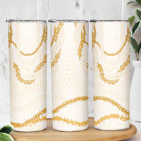 Aloha Lei Mikioi Skinny Tumbler Gold Polynesian Tribal Tatau Pattern