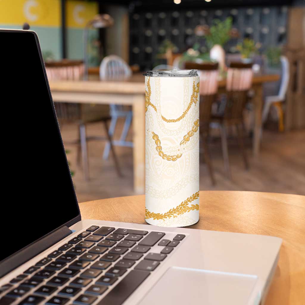 Aloha Lei Mikioi Skinny Tumbler Gold Polynesian Tribal Tatau Pattern