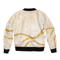 Aloha Lei Mikioi Sleeve Zip Bomber Jacket Gold Polynesian Tribal Tatau Pattern LT9 - Polynesian Pride
