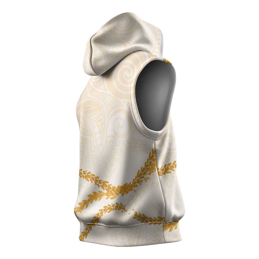 Aloha Lei Mikioi Sleeveless Hoodie Gold Polynesian Tribal Tatau Pattern - Polynesian Pride