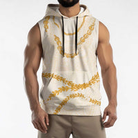 Aloha Lei Mikioi Sleeveless Hoodie Gold Polynesian Tribal Tatau Pattern - Polynesian Pride