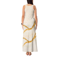 Aloha Lei Mikioi Tank Maxi Dress Gold Polynesian Tribal Tatau Pattern