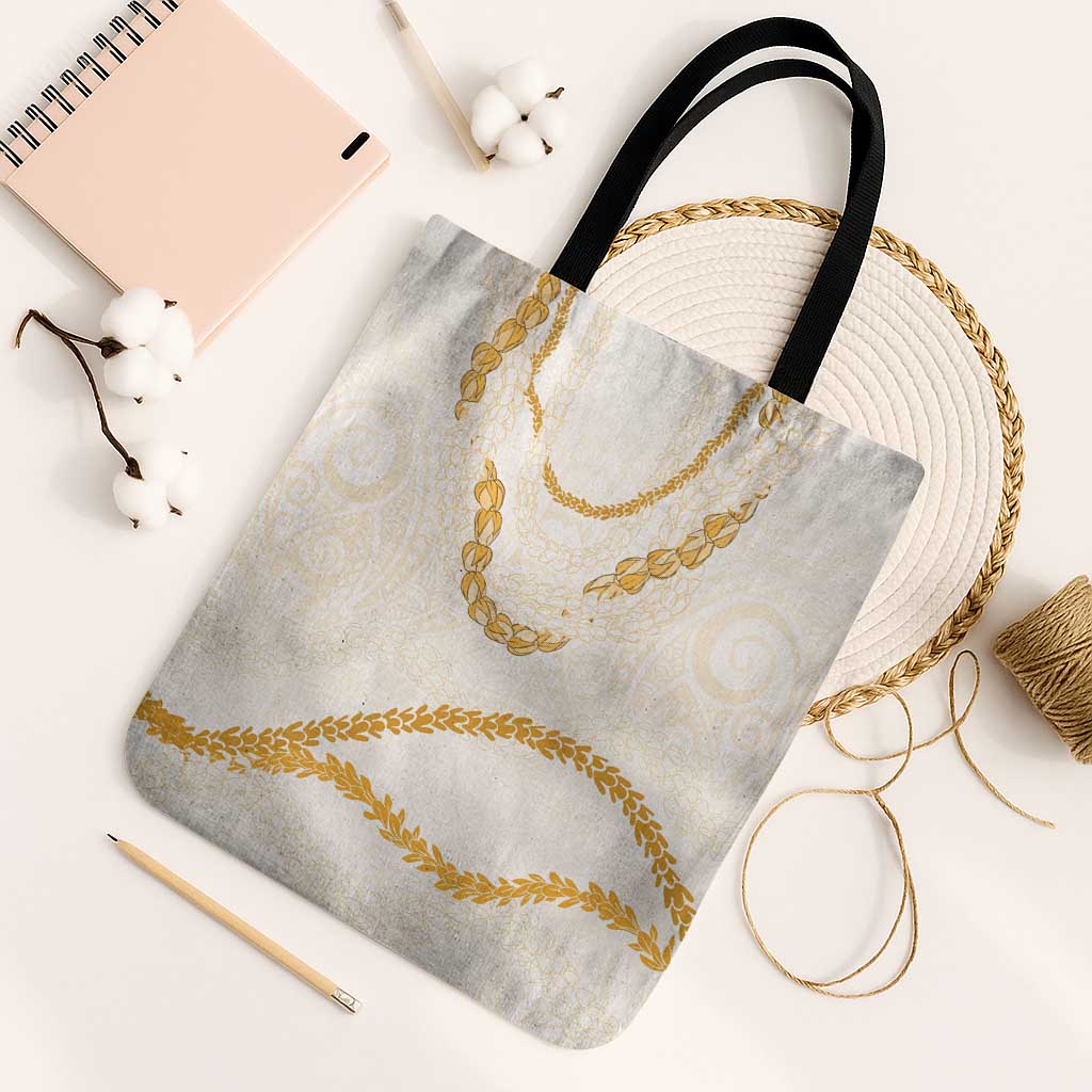 Aloha Lei Mikioi Tote Bag Gold Polynesian Tribal Tatau Pattern LT9 Black Strap One Size Gold - Polynesian Pride