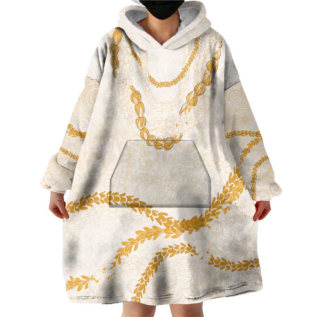 Aloha Lei Mikioi Wearable Blanket Hoodie Gold Polynesian Tribal Tatau Pattern
