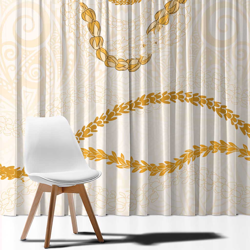 Aloha Lei Mikioi Window Curtain Gold Polynesian Tribal Tatau Pattern