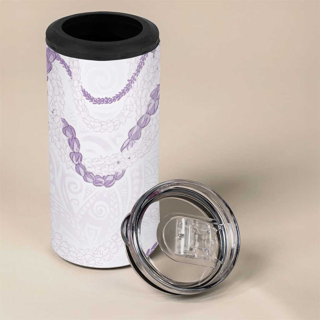 Aloha Lei Mikioi 4 in 1 Can Cooler Tumbler Purple Polynesian Tribal Tatau Pattern