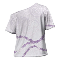 Aloha Lei Mikioi Cross Shoulder Shirt Purple Polynesian Tribal Tatau Pattern - Polynesian Pride