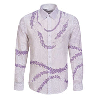 Aloha Lei Mikioi Family Matching Puletasi and Hawaiian Shirt Purple Polynesian Tribal Tatau Pattern LT9 Dad's Shirt - Long Sleeve Purple - Polynesian Pride