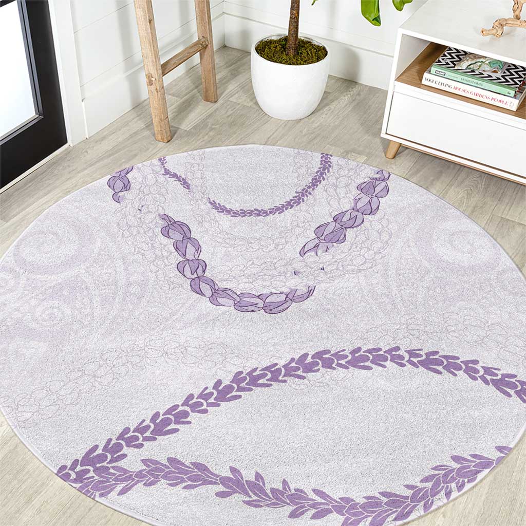 Aloha Lei Mikioi Round Carpet Purple Polynesian Tribal Tatau Pattern