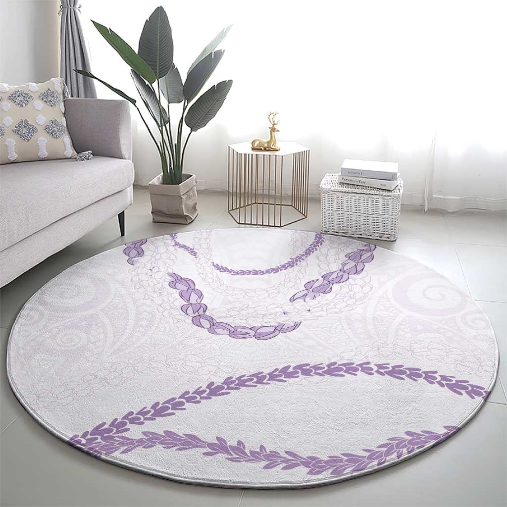 Aloha Lei Mikioi Round Carpet Purple Polynesian Tribal Tatau Pattern