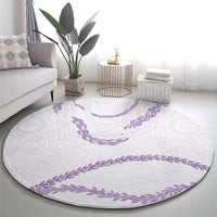 Aloha Lei Mikioi Round Carpet Purple Polynesian Tribal Tatau Pattern